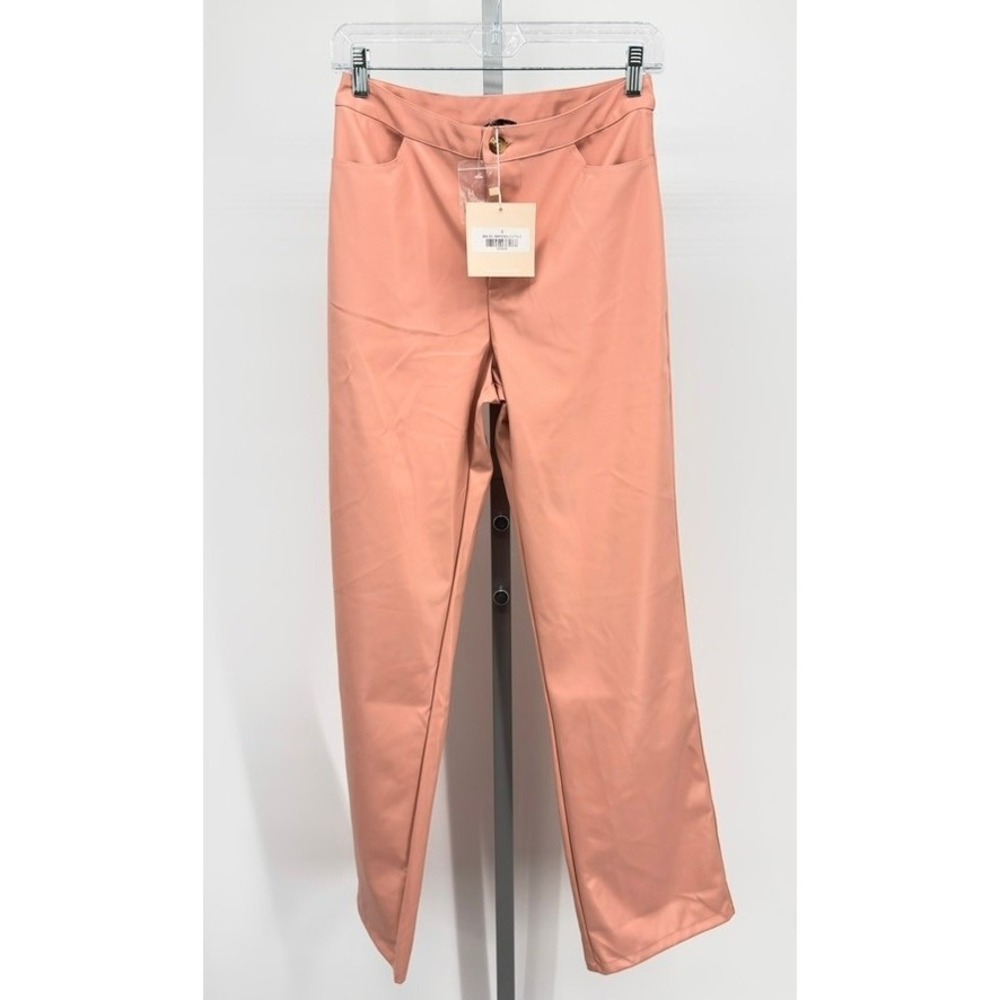 Kittenish Faux Leather Pants Small‎ Pink Blush Straight Leg NWT $64